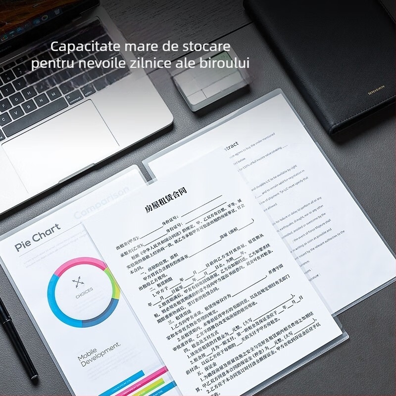 Husă transparentă PP pentru documente, formă în L, brand Deli, model 5706, grosime 0,18 mm