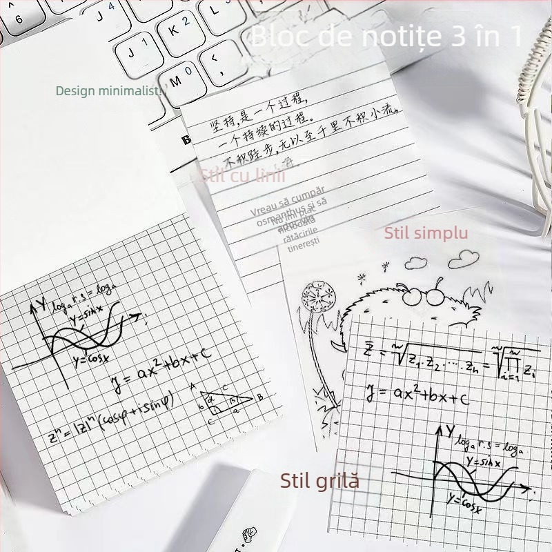 Bloc de note adezive în stil coreean, trei în unu, note creative pentru elevi, foi detașabile, ultra gros, în formă de cărămidă