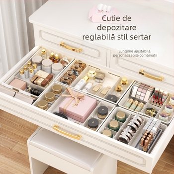 Cutie de depozitare cu compartimente retractabile, organizator pentru tacâmuri, cosmetică, papetărie și medicamente, stil Japonez, material PP