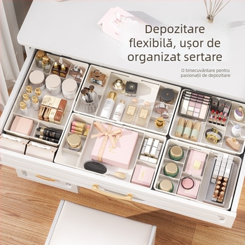 Cutie de depozitare cu compartimente retractabile, organizator pentru tacâmuri, cosmetică, papetărie și medicamente, stil Japonez, material PP