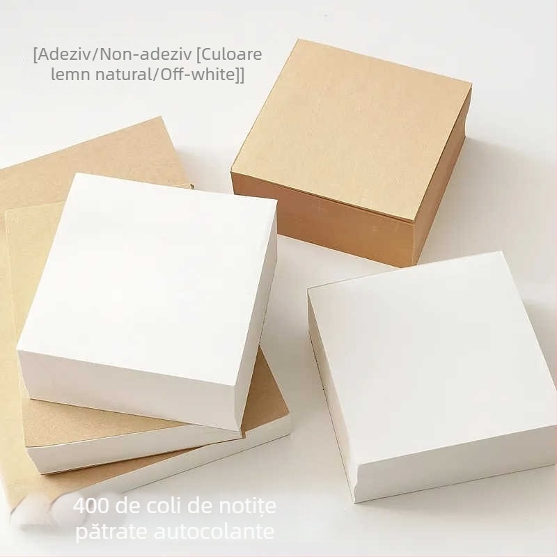 Bloc de notițe în stil Muji, 400 de pagini, formă pătrată, hârtie goală pentru schițe, foi de notițe rupibile, ultra groasă