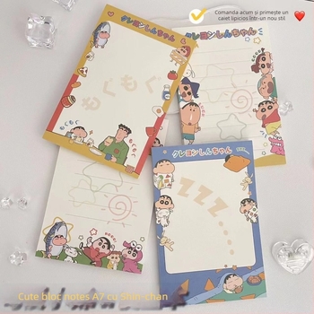 Bloc-notes cu pagini detașabile, temă Crayon Shin-chan, 50 de pagini