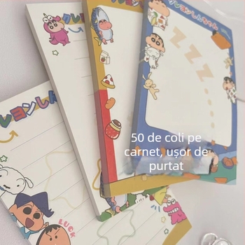 Bloc-notes cu pagini detașabile, temă Crayon Shin-chan, 50 de pagini