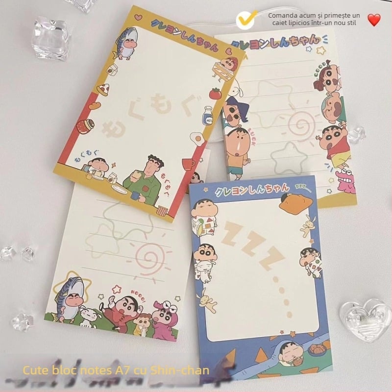 Bloc-notes cu pagini detașabile, temă Crayon Shin-chan, 50 de pagini