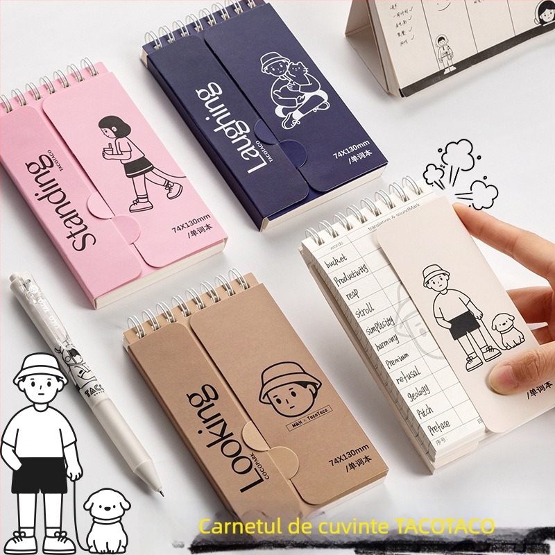 Notebook de cuvinte în engleză pentru studenți – TACOTACO jurnal de memorii portabil și creativ (Brand: Wheat and; Stil: Paper Brick; Lipire: Nu; IP: Nu autorizat)