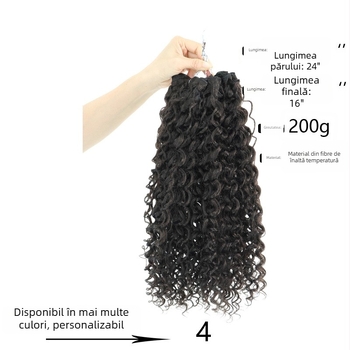 Set de trei piese: perucă lungă cu bucle și breton (drept sau înclinat) - mătase la temperatură înaltă, prelucrare mecanizată, nu poate fi vopsită sau permutată