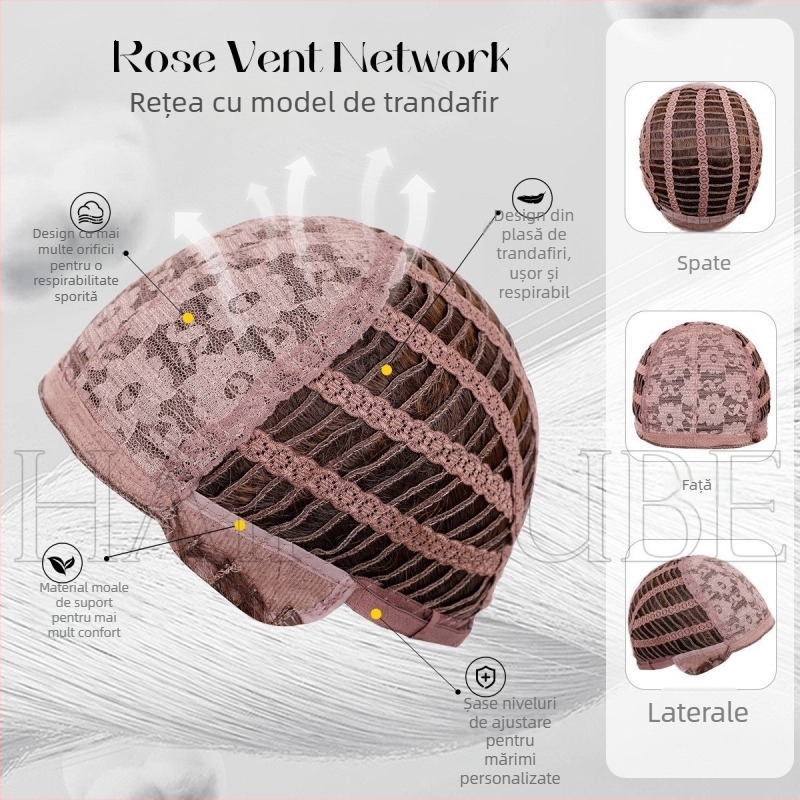 Perucă lungă buclată pentru femei, breton lung, fibre sintetice rezistente la temperatură, mecanism de fabricație, model Lx-lc3086-1