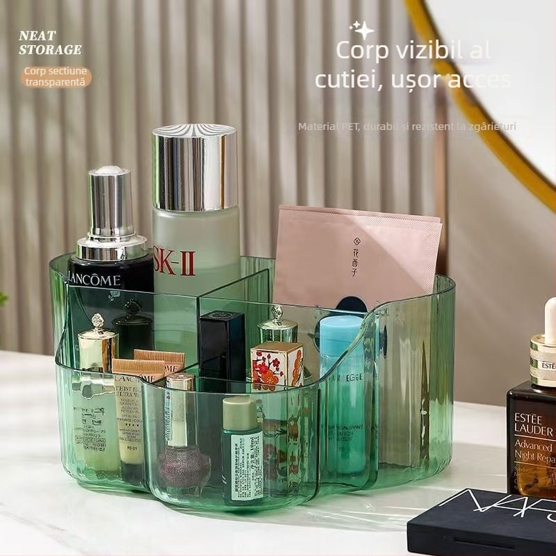 Cutie de depozitare pentru cosmetice cu compartimente divizate, transparentă, PET, brand Shumei, fără capac, stil modern minimalist