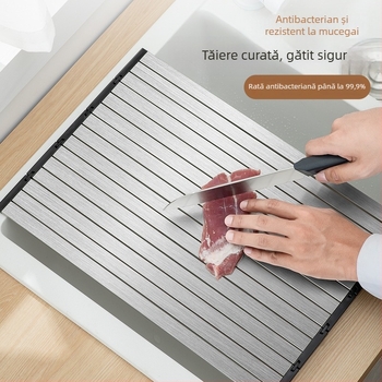 Daschi raft pliabil de drenaj pentru chiuvetă, din oțel inoxidabil, cu tocător