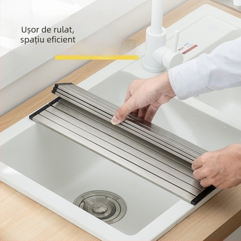 Daschi raft pliabil de drenaj pentru chiuvetă, din oțel inoxidabil, cu tocător