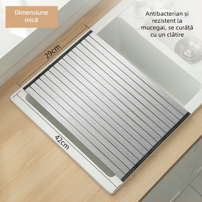 Daschi raft pliabil de drenaj pentru chiuvetă, din oțel inoxidabil, cu tocător