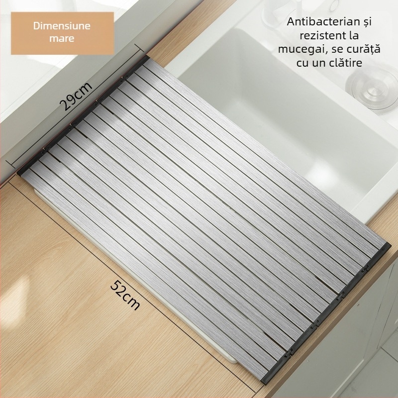 Daschi raft pliabil de drenaj pentru chiuvetă, din oțel inoxidabil, cu tocător