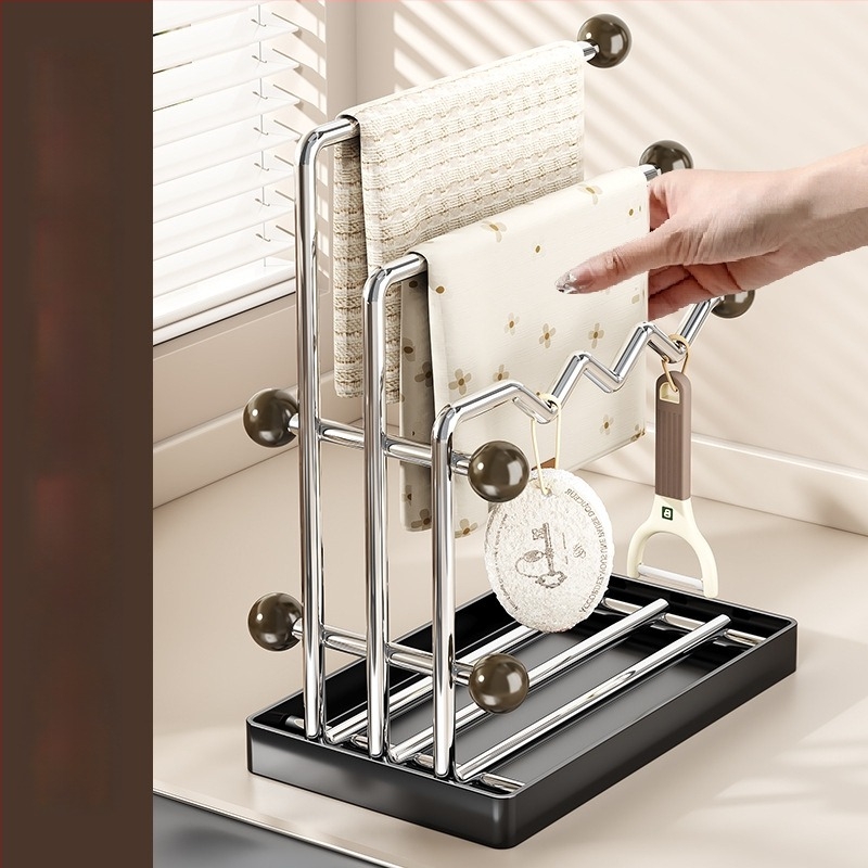 Raft de uscare vase din oțel inoxidabil pentru bucătărie – mobil, fără instalare, design în formă de L, stil mid-century, pentru blat sau dulap superior