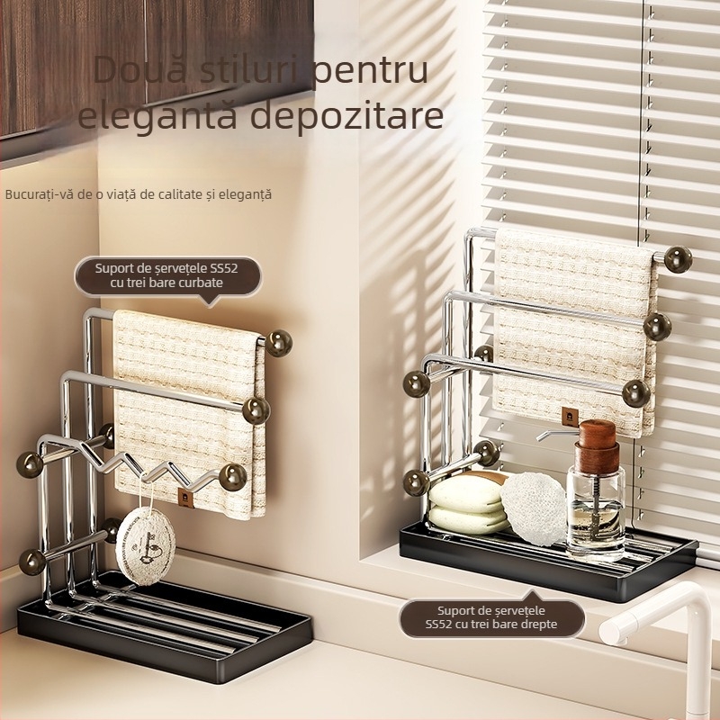 Raft de uscare vase din oțel inoxidabil pentru bucătărie – mobil, fără instalare, design în formă de L, stil mid-century, pentru blat sau dulap superior