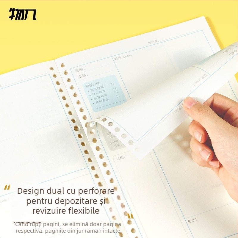 Caiet cu legare lipită, 26 găuri, hârtie offset 80 g/m², 50–100 pagini, model WN-CTB550