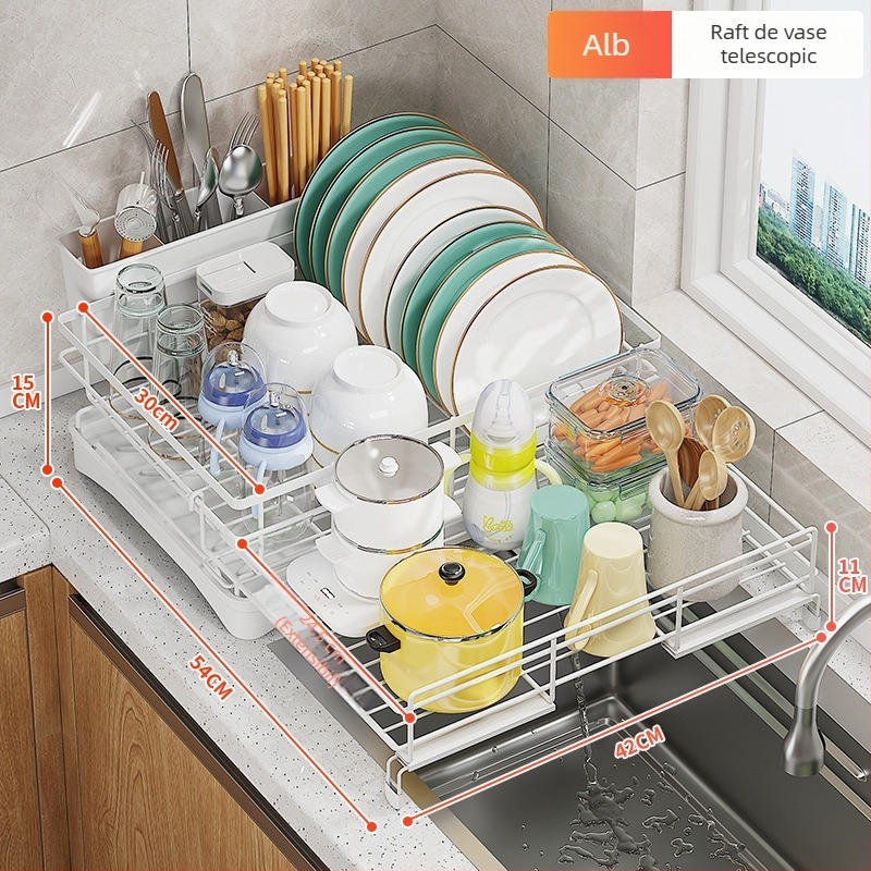 Raft de vase pentru scurs – glisant sub chiuvetă, oțel-carbon, stil modern simplu (lansare 2025)