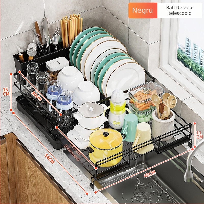 Raft de vase pentru scurs – glisant sub chiuvetă, oțel-carbon, stil modern simplu (lansare 2025)