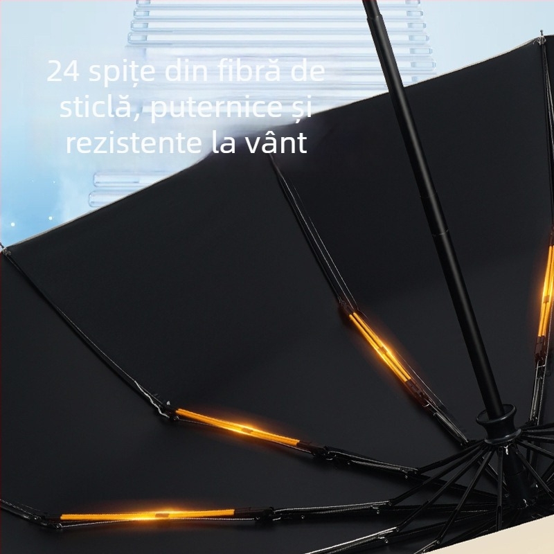 Umbrelă automată pliabilă cu 24 de spițe pentru femei – umbrelă publicitară cu logo, protecție UV UPF 40+, țesătură 190T