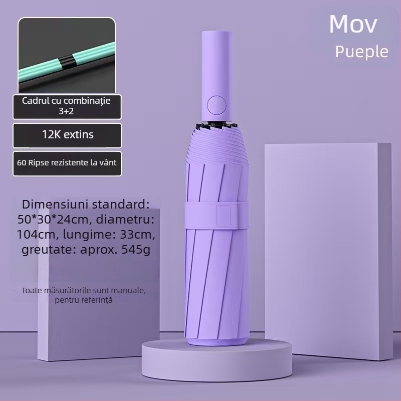 Umbrelă automată pliabilă cu 24 de spițe pentru femei – umbrelă publicitară cu logo, protecție UV UPF 40+, țesătură 190T