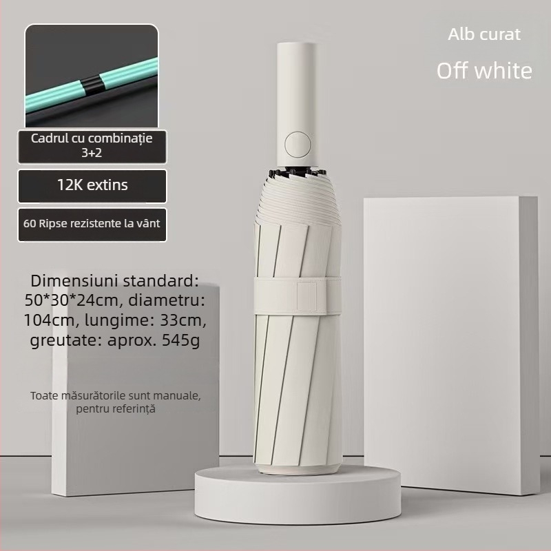 Umbrelă automată pliabilă cu 24 de spițe pentru femei – umbrelă publicitară cu logo, protecție UV UPF 40+, țesătură 190T