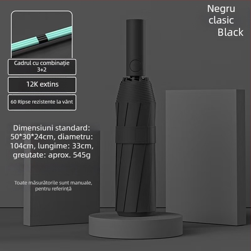 Umbrelă automată pliabilă cu 24 de spițe pentru femei – umbrelă publicitară cu logo, protecție UV UPF 40+, țesătură 190T