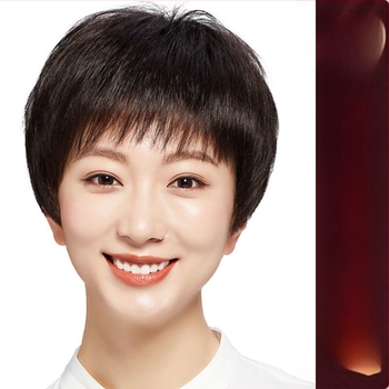 Perucă scurtă din păr real pentru femei de vârstă mijlocie și în vârstă, construcție cu mecanism, potrivită pentru orice nuanță de piele și formă a feței