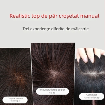 Perucă scurtă din păr real pentru femei de vârstă mijlocie și în vârstă, construcție cu mecanism, potrivită pentru orice nuanță de piele și formă a feței