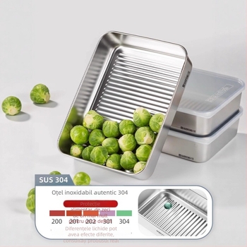 Cutie de păstrare a alimentelor din oțel inoxidabil 304, pătrată, cu compartiment divizat, etanșă, stil minimalist, un singur strat, capacitate 501–1000 ml