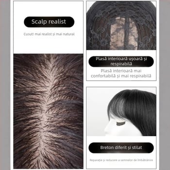 Perucă pentru femei, păr bob scurt, păr uman real, stil coreean, perucă completă pentru cap, bucle pufoase