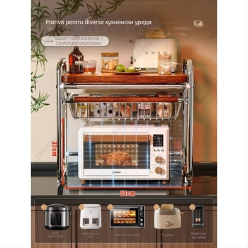 Raft de depozitare pentru cuptor cu microunde, multipurpose — construcție metalică; Brand Qiao Jie; Origine Zhejiang; Stil modern simplu