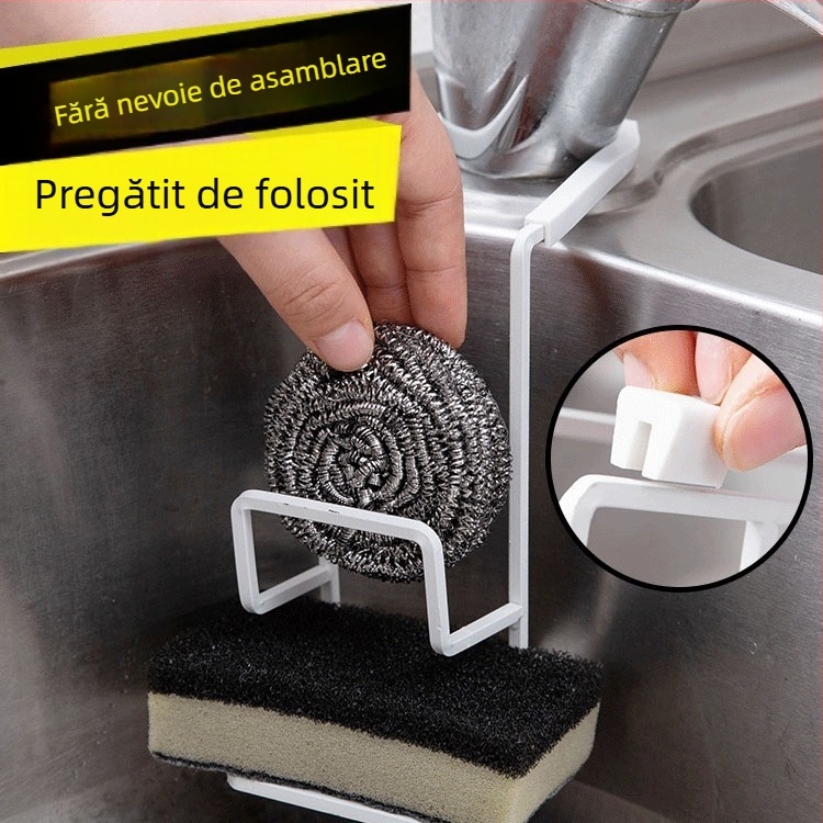 Raft dublu din sârmă de fier, pentru bureți și cârpe, montaj pe perete fără găuri, stil modern