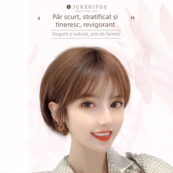 Perucă scurtă, păr natural, breton drept — Păr real, Mecanică de fabricație, Poate fi vopsită sau permată