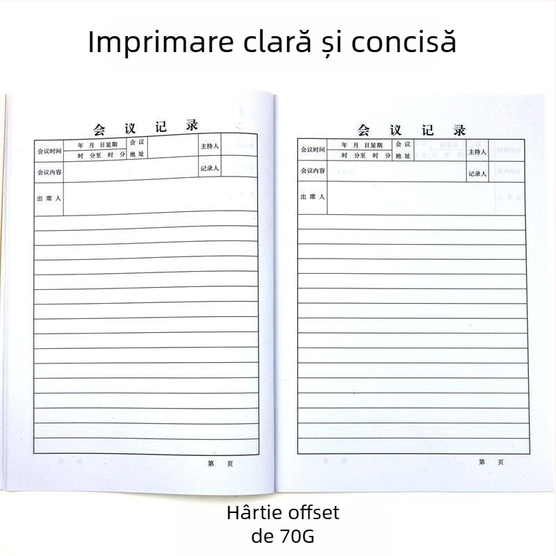 Notebook pentru minutele întâlnirilor, copertă Kraft, legare cu adeziv, pagini 40 gsm din pulpă de lemn, stil birou