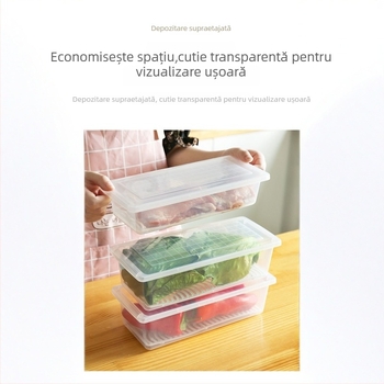 Cutie portabilă din plastic pentru frigider cu drenaj, pentru alimente, sigilată, rezistentă la apă