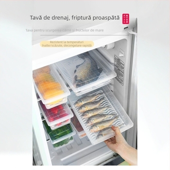 Cutie portabilă din plastic pentru frigider cu drenaj, pentru alimente, sigilată, rezistentă la apă