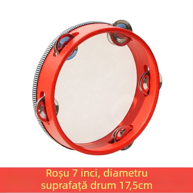 Tamburin Orff pentru copii — corp din lemn, categorie 3C jucării din lemn, potrivit pentru vârsta 4–6 ani, ambalare: cutie cu ilustrații, cutie din carton, cutie albă, pungă din plasă