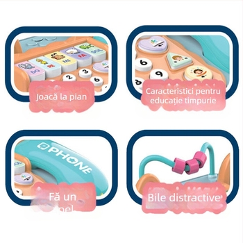 Telefon jucărie electric pentru copii cu telecomandă, înregistrare, muzică și voce, proiecție acousto-optică