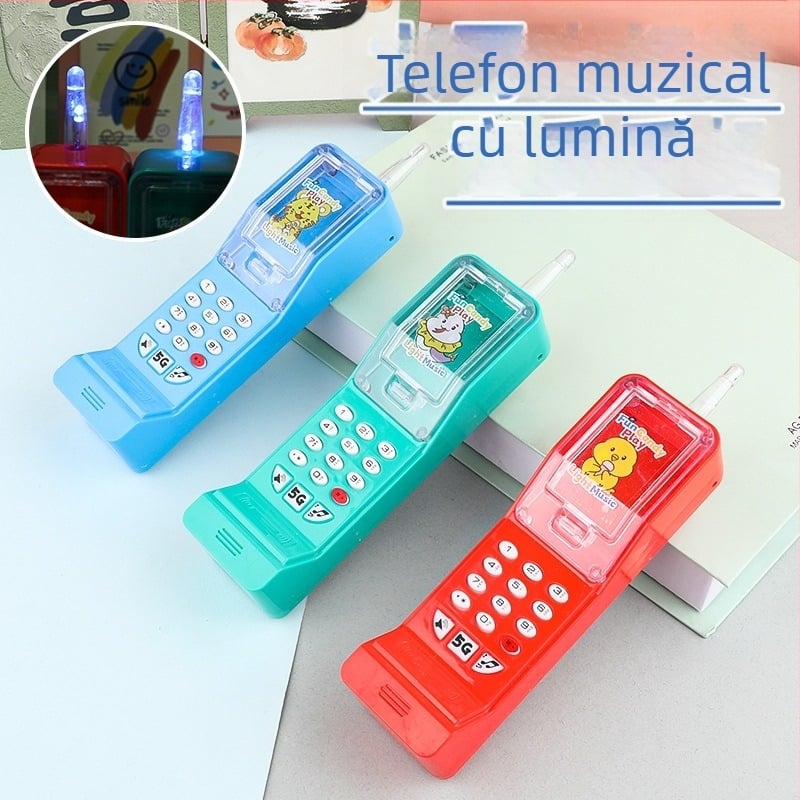 Telefon-jucărie luminos pentru copii, interactiv, dezvoltă abilități cognitive, vizuale și coordonare mână-ochi, Material plastic/cauciuc, Vârsta 4–6 ani