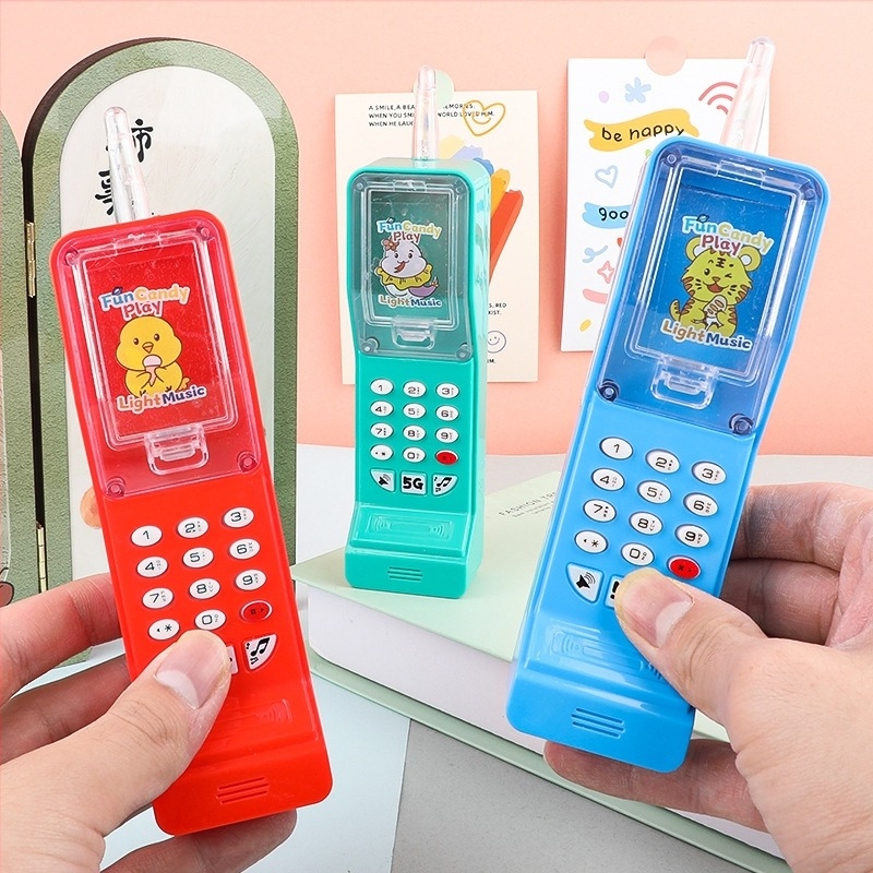 Telefon-jucărie luminos pentru copii, interactiv, dezvoltă abilități cognitive, vizuale și coordonare mână-ochi, Material plastic/cauciuc, Vârsta 4–6 ani