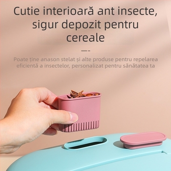 Cutie de depozitare pentru orez, protecție împotriva umezelii și dăunătorilor, din plastic PP, capac sigilat, 10 litri.