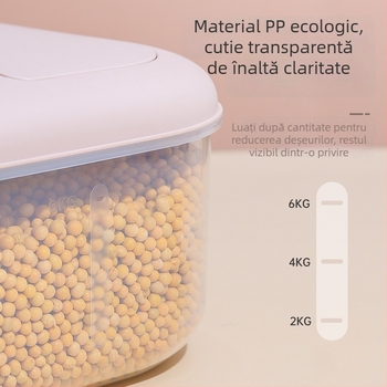 Cutie de depozitare pentru orez, protecție împotriva umezelii și dăunătorilor, din plastic PP, capac sigilat, 10 litri.