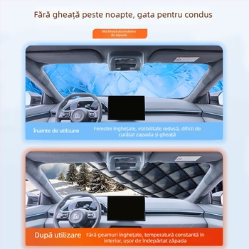 Husă parbriz față auto – folie de aluminiu, design îngroșat, culoare solidă, potrivire universală