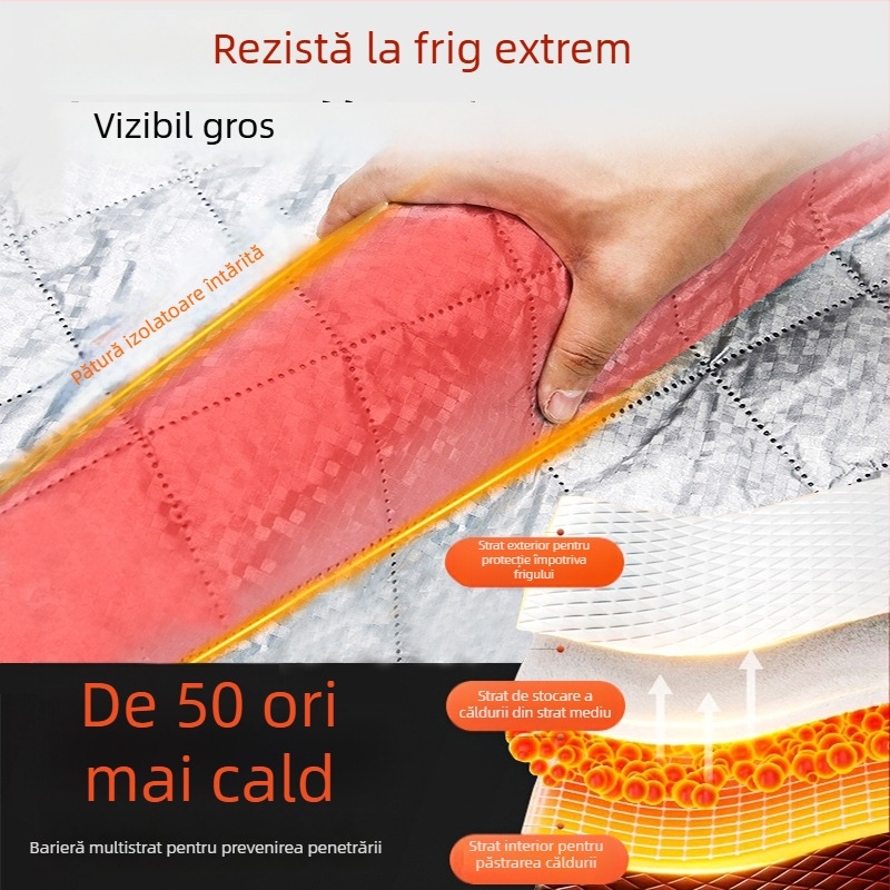 Husă parbriz față auto – folie de aluminiu, design îngroșat, culoare solidă, potrivire universală