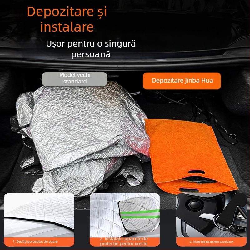 Husă parbriz față auto – folie de aluminiu, design îngroșat, culoare solidă, potrivire universală
