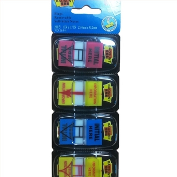 Set de etichete lipite în cutie, note scrise de mână, cu film fluorescent transparent; indicatoare cu săgeți — Model PS-254-2; Material: BOPP/PET; 50 etichete pe pagină