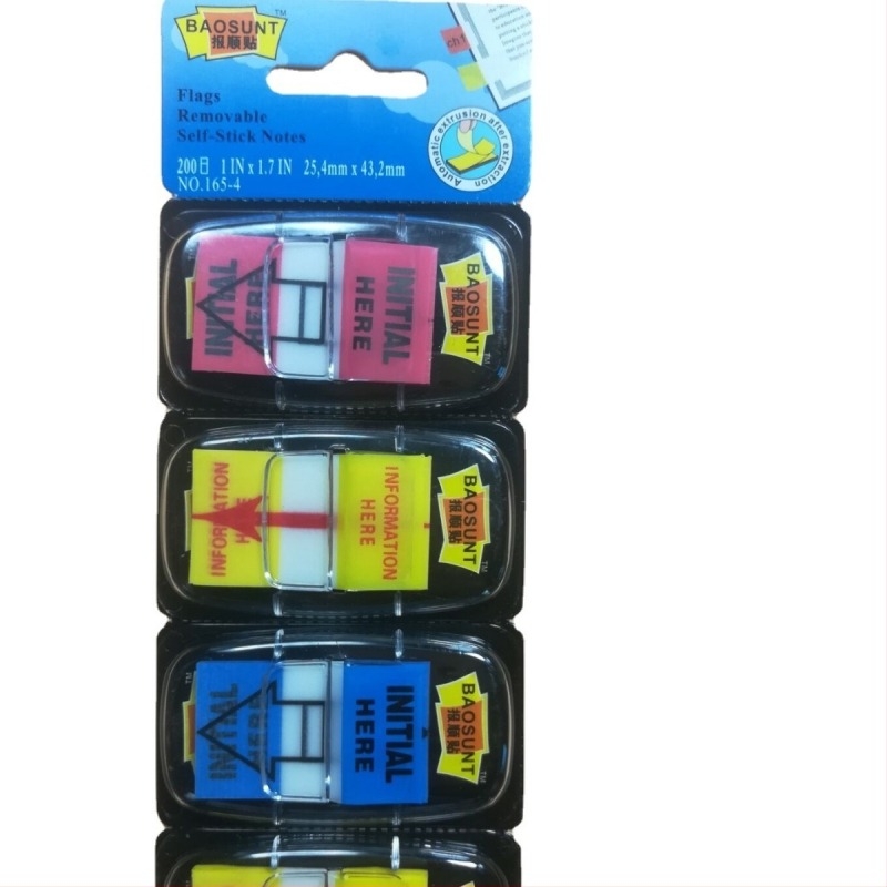 Set de etichete lipite în cutie, note scrise de mână, cu film fluorescent transparent; indicatoare cu săgeți — Model PS-254-2; Material: BOPP/PET; 50 etichete pe pagină