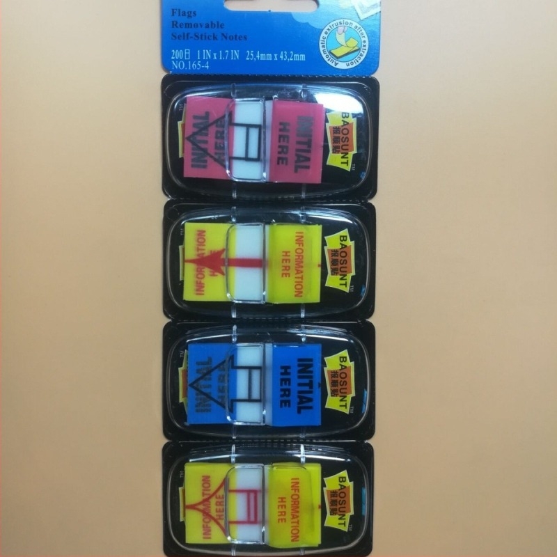 Set de etichete lipite în cutie, note scrise de mână, cu film fluorescent transparent; indicatoare cu săgeți — Model PS-254-2; Material: BOPP/PET; 50 etichete pe pagină