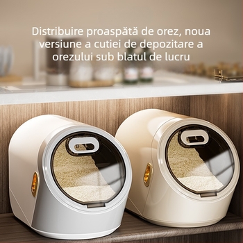 Recipient pentru depozitare orez, sigilat ermetic, protecție împotriva umezelii și insectelor, din PP plastic, stil minimalist modern