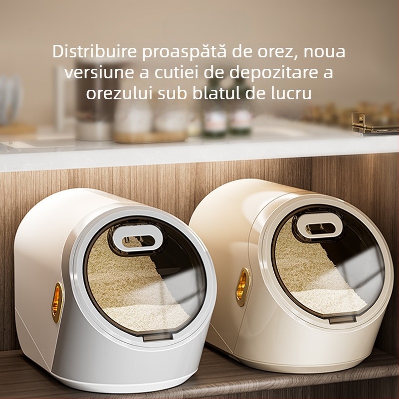 Recipient pentru depozitare orez, sigilat ermetic, protecție împotriva umezelii și insectelor, din PP plastic, stil minimalist modern