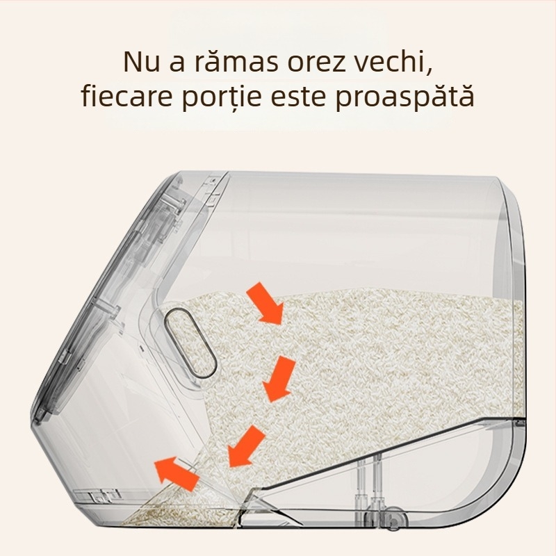 Recipient pentru depozitare orez, sigilat ermetic, protecție împotriva umezelii și insectelor, din PP plastic, stil minimalist modern